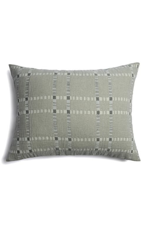 Parachute Grid Set Of 2 Cotton & Wool Shams In Green
