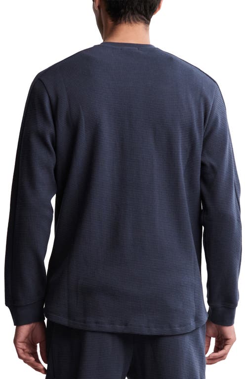 Barefoot Dreams Waffle Knit Thermal Henley In Blue