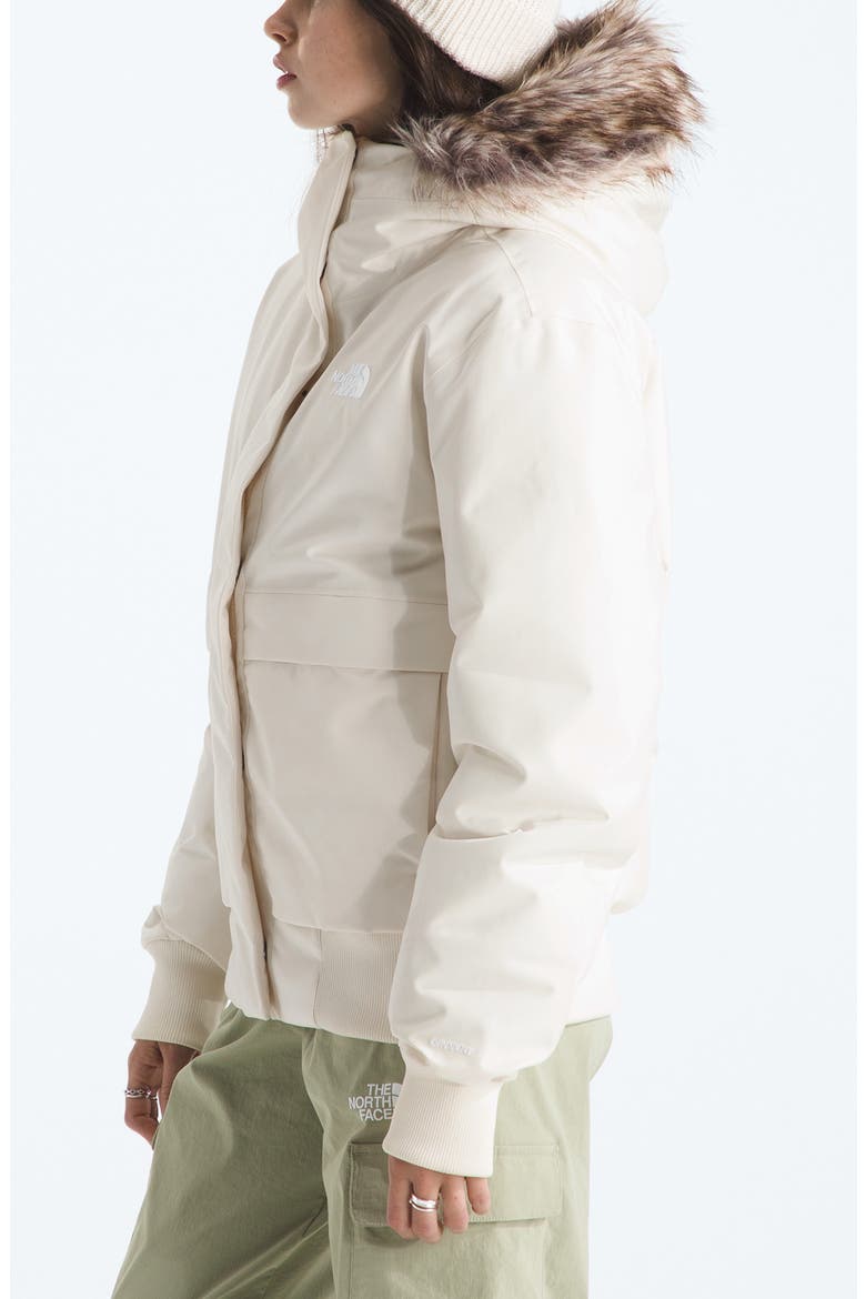 Arctic Water Repellent 600 Fill Power Down Bomber Jacket with Faux Fur Trim, Alternate, color, WHITE DUNE