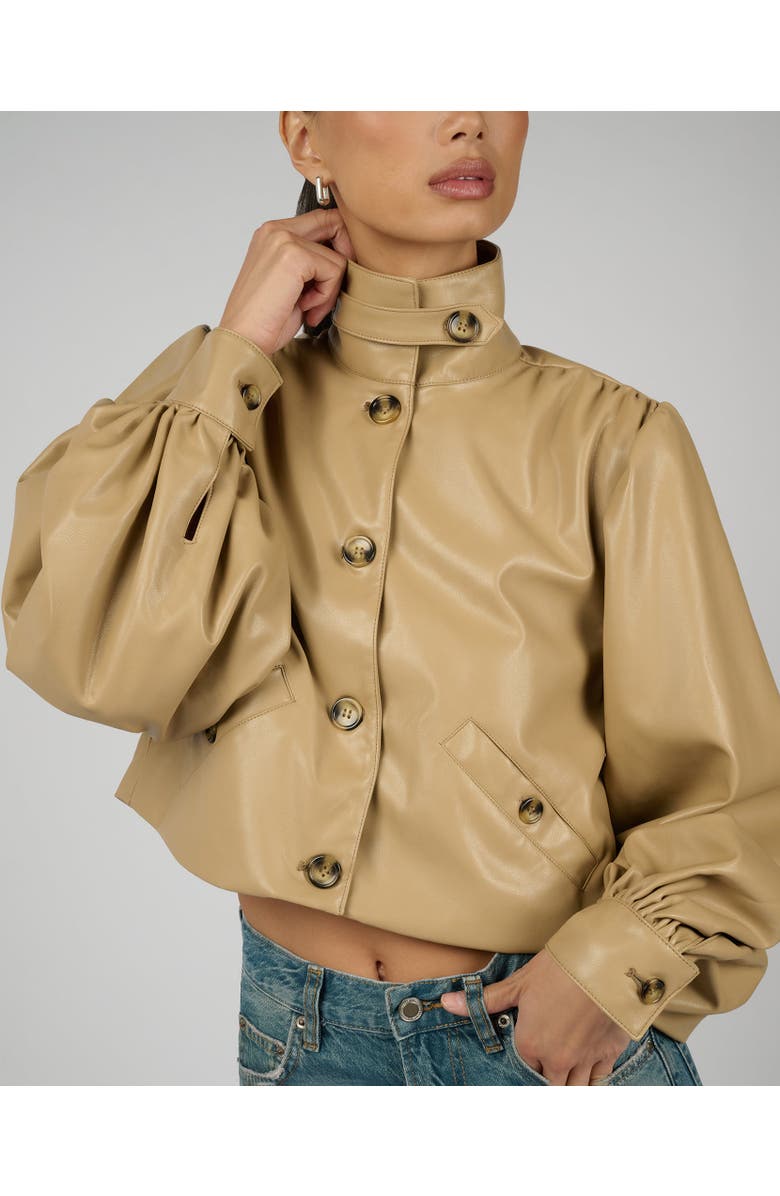 WeWoreWhat Balloon Sleeve Stand Collar Jacket, Alternate, color, Taupe