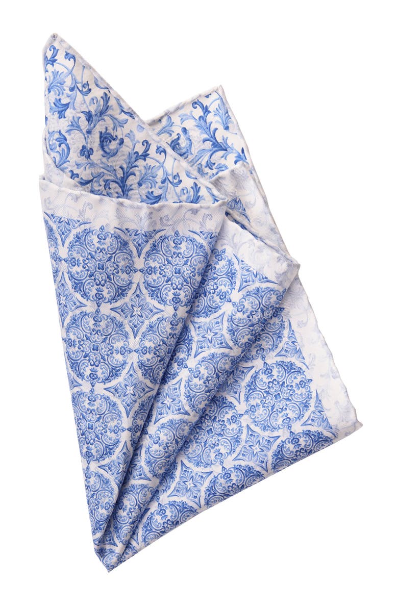 Elizabetta Porto - Double Sided Silk Pocket Square for Men, Alternate, color, Azure