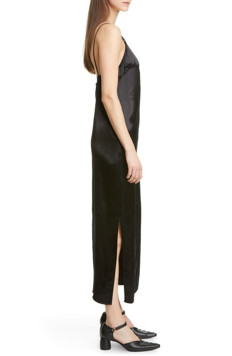 Khaite Lace Inset Satin Midi Slipdress, Alternate, color, 