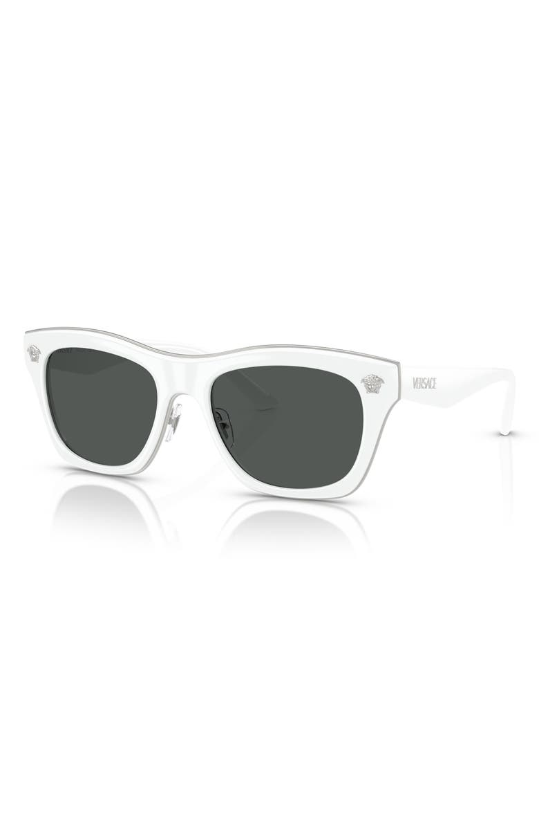 Versace 53mm Rectangular Sunglasses, Alternate, color, White