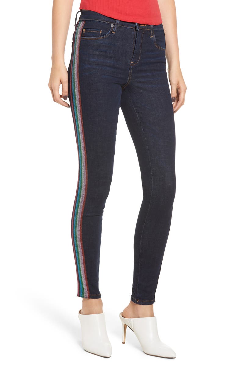BLANKNYC The Bond Metallic Side Stripe Skinny Jeans, Main, color,