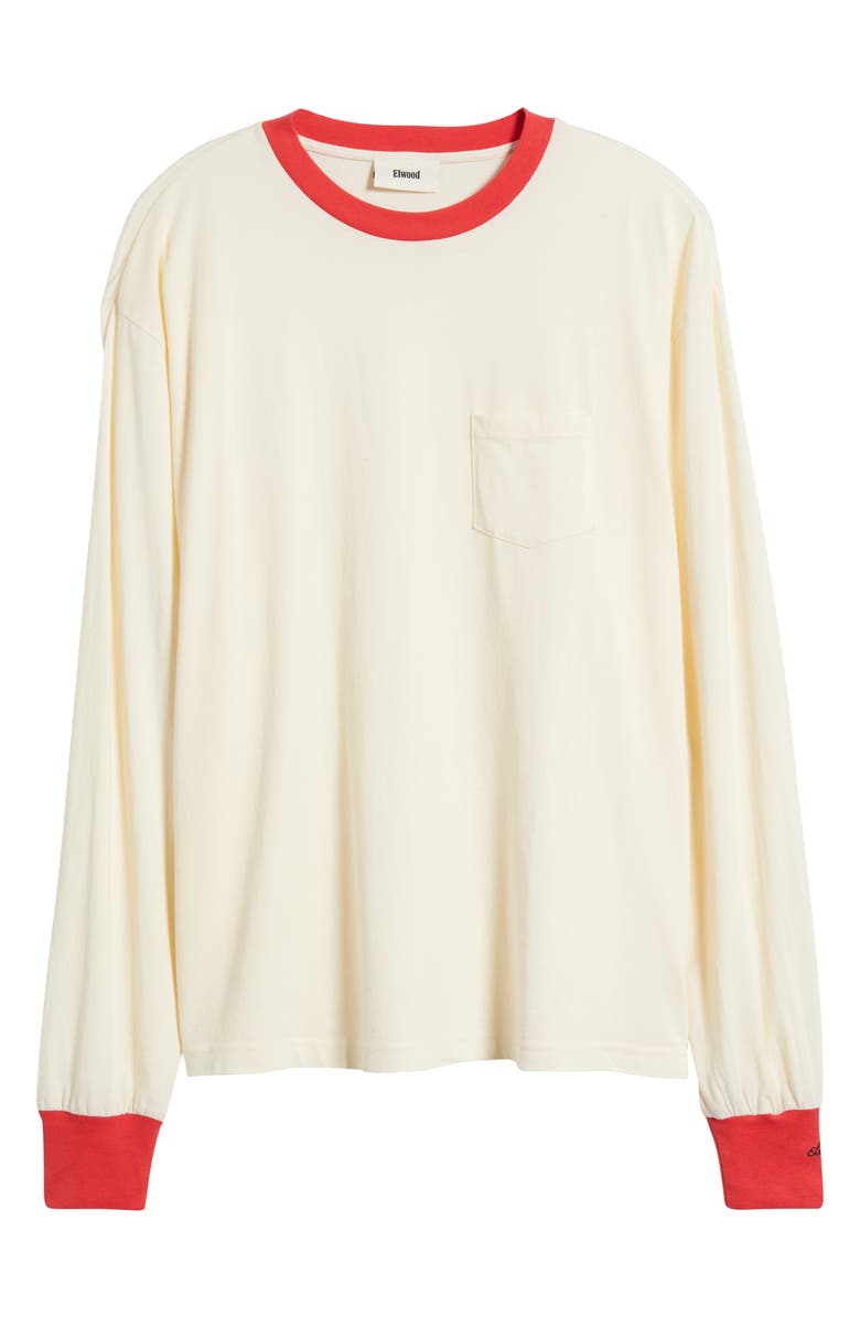 Elwood Trophy Long Sleeve Embroidery Ringer T-Shirt, Alternate, color, Field White