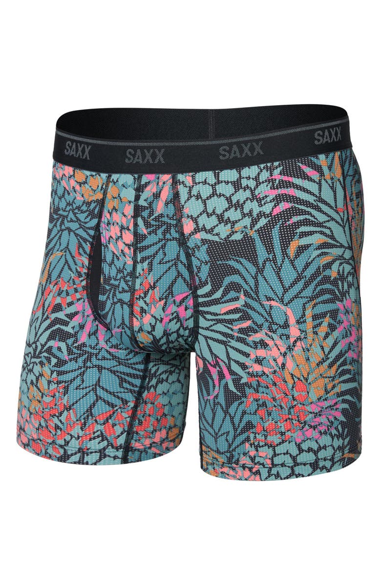 SAXX Quest Quick Dry Mesh Slim Fit Boxer Briefs, Alternate, color, Pineapple Patch-Multi