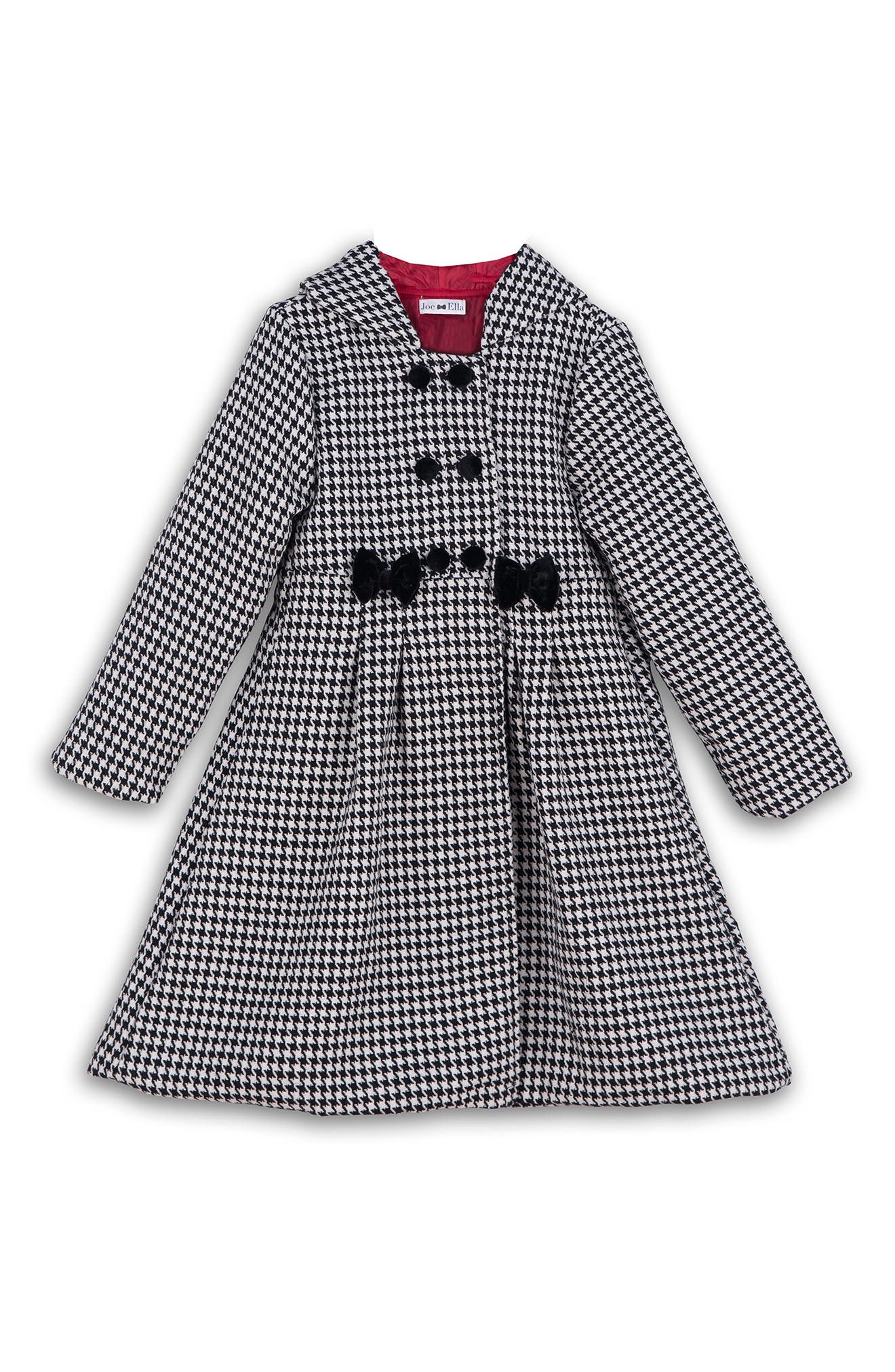 JOE-ELLA Kids' Hooded Houndstooth Coat