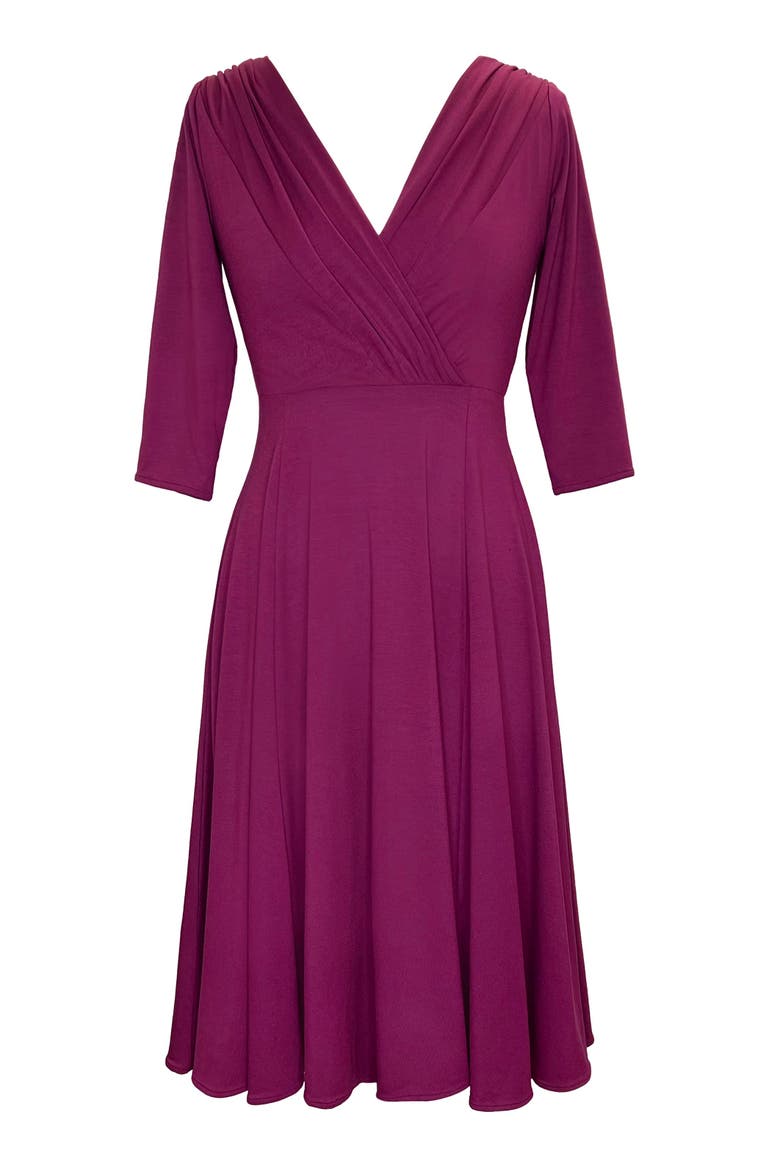 Annie Fit-Flare Midi Dress, Alternate, color, Plum Wine