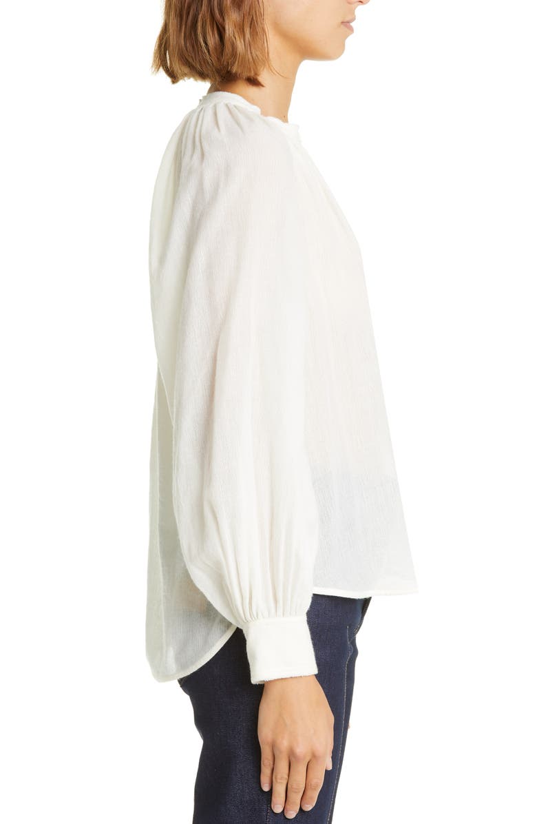 Chloé Gathered Wool Gauze Blouse, Alternate, color, 