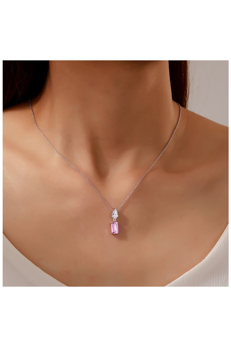 Fancy Lab Grown Sapphire Pendant Necklace, Alternate, color, PINK