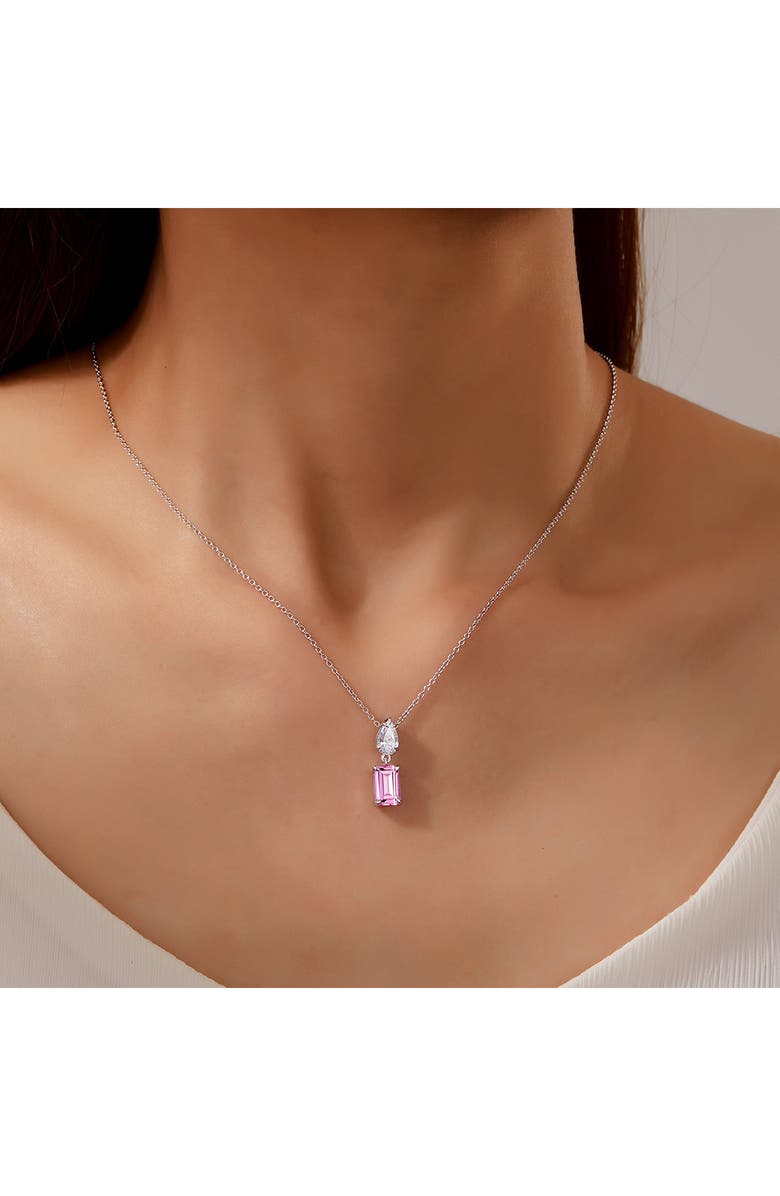 Lafonn Fancy Lab Grown Sapphire Pendant Necklace, Alternate, color, Pink