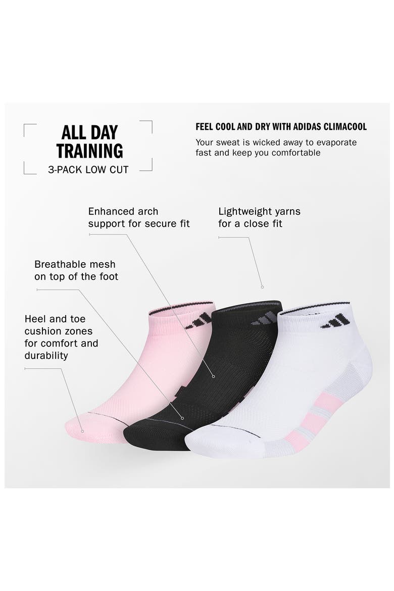 All Day Training 3-Pack Ankle Socks, Alternate, color, WHITE/ BLACK/ CLEAR ONIX GREY