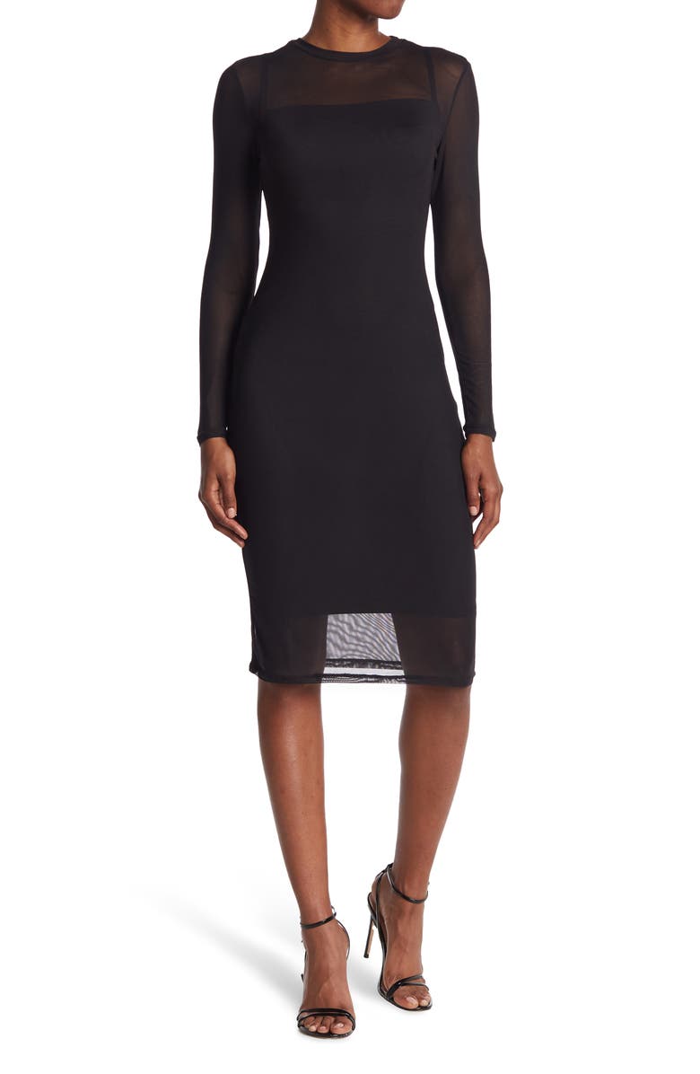 AFRM LOS ANGELES Loah Long Sleeve Mesh Midi Dress, Main, color,
