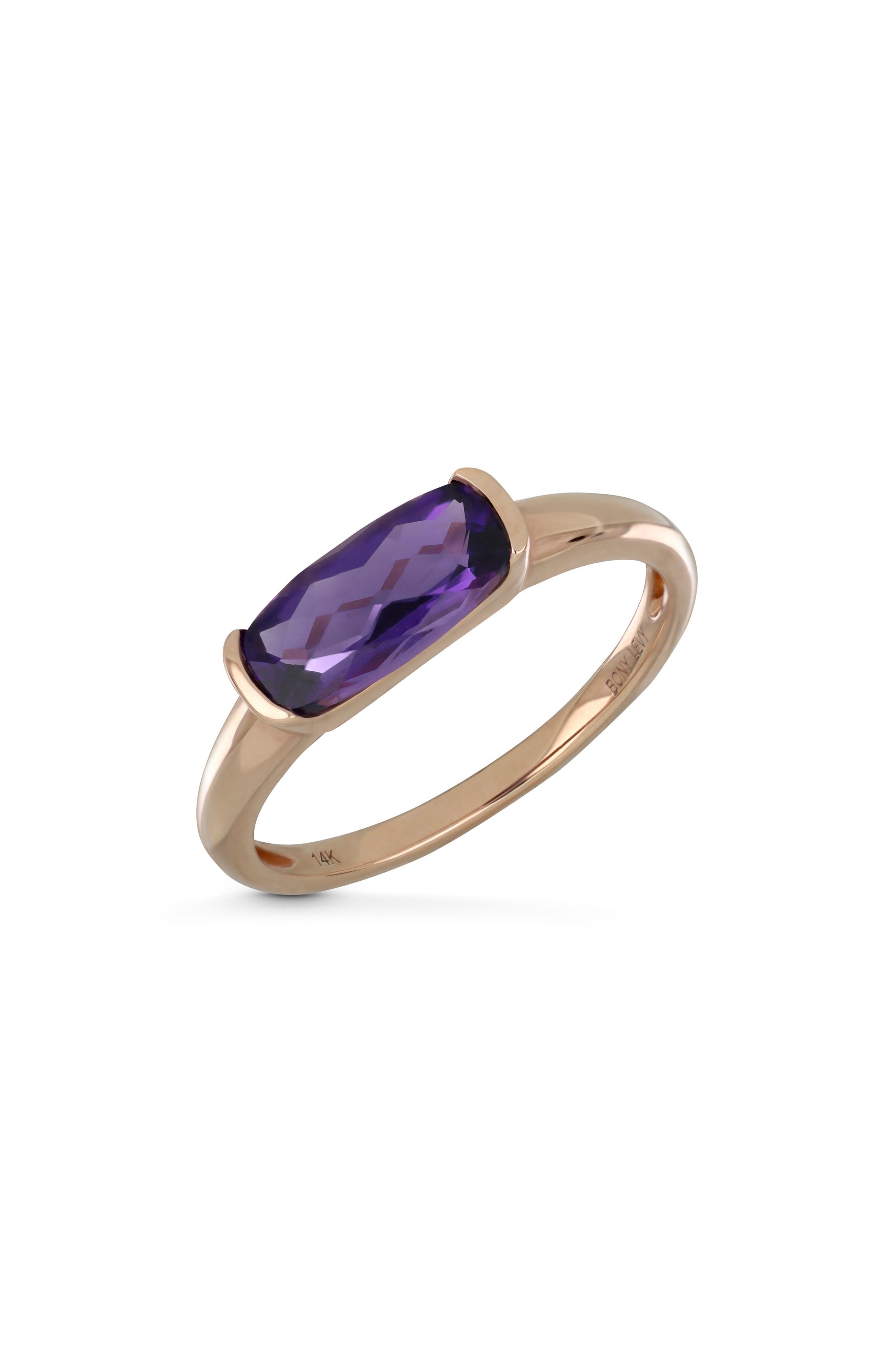 14k Gold Purple Amethyst Stackable Ring