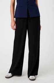 French Connection Pull On Wide Leg Crepe Pants