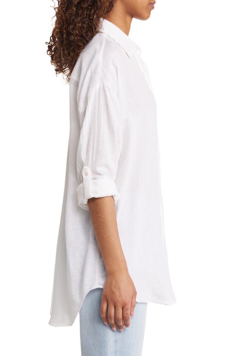 Rip Curl Premium Linen Button-Up Blouse, Alternate, color, White