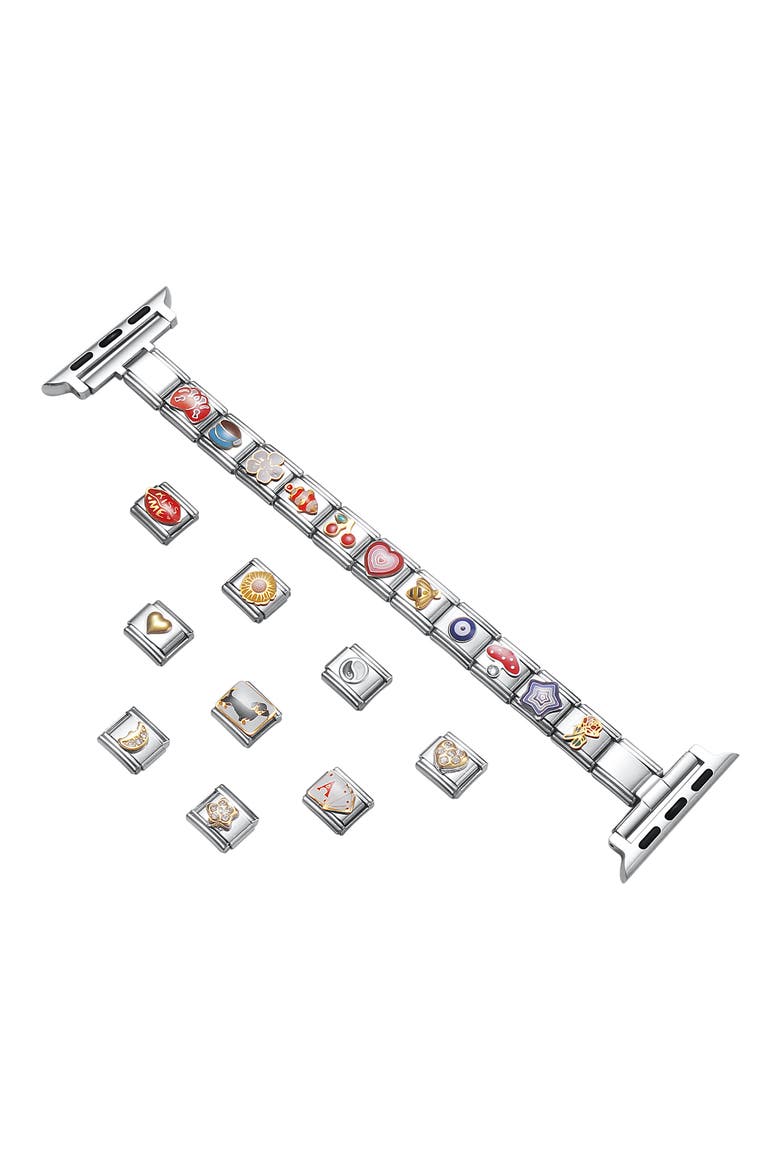 Nostalgic DIY Charm Stainless Steel Apple Watch® Watchband, Alternate, color, SILVER