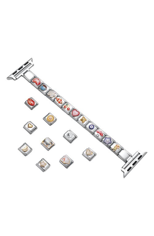 Posh Tech Nostalgic Diy Charm Stainless Steel Apple Watch® Watchband In Silver