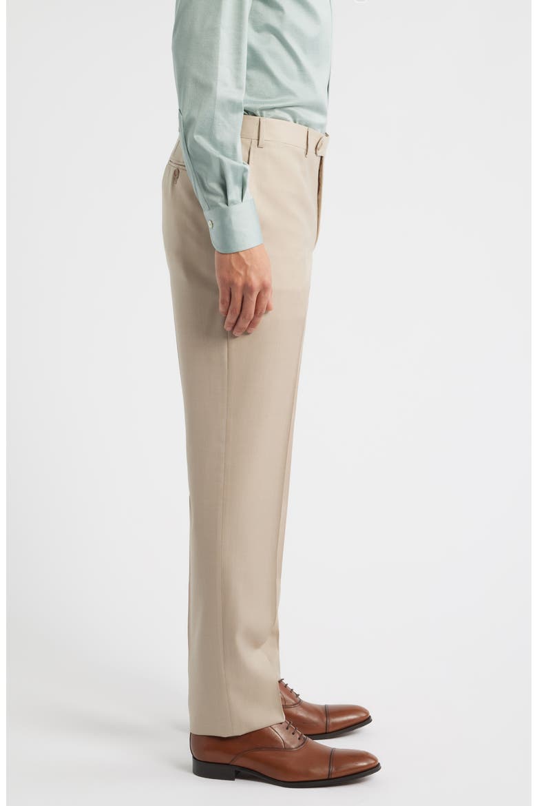 Siena Regular Fit Flat Front Wool Twill Dress Pants, Alternate, color, BEIGE