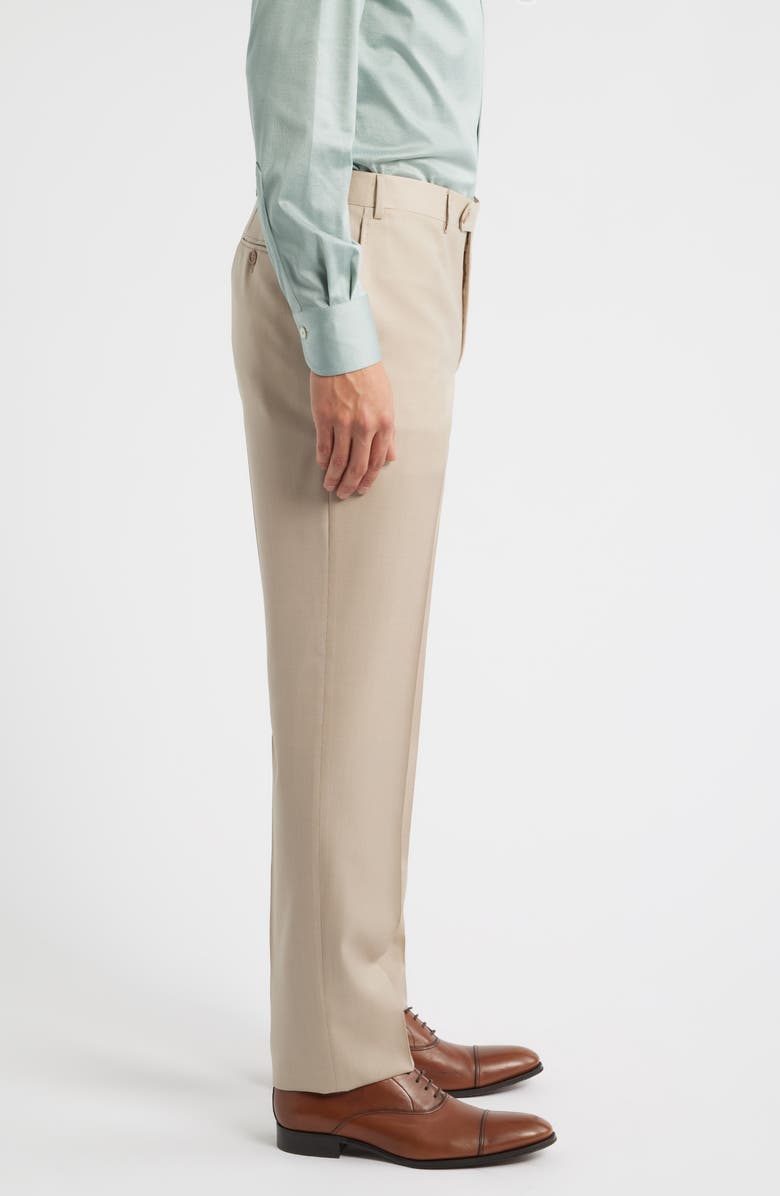 Canali Siena Regular Fit Flat Front Wool Twill Dress Pants, Alternate, color, Beige