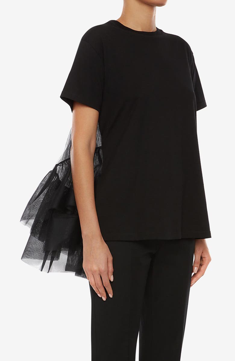 McQueen Alexander McQueen Tulle Back Cotton Jersey T-Shirt, Alternate, color, 