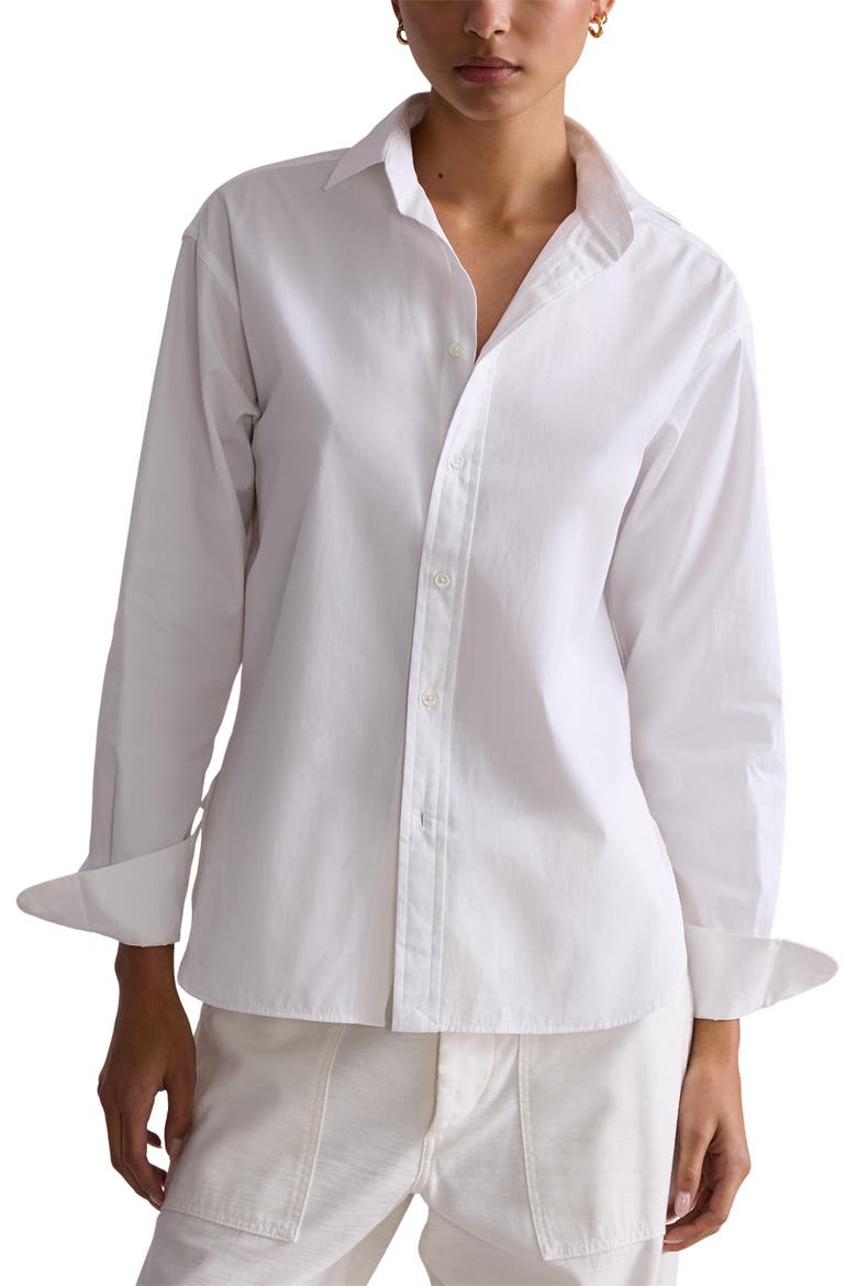 Relaxed Fit Cotton Button-Up Shirt, Main, color, WHITE