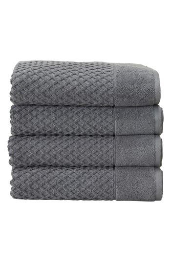 Woven & Weft Diamond Textured 4-pack Bath Towel Set In Midnight