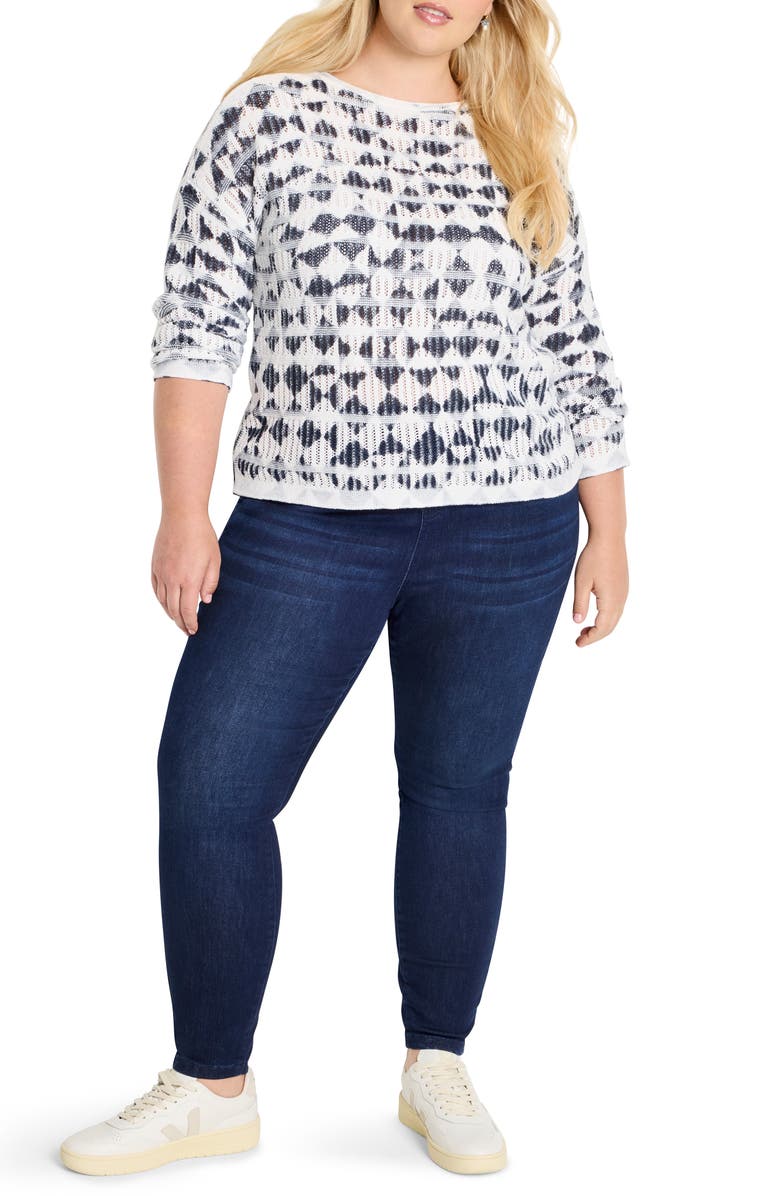 NIC+ZOE Cotton Open Stitch Sweater, Alternate, color, Indigo Multi
