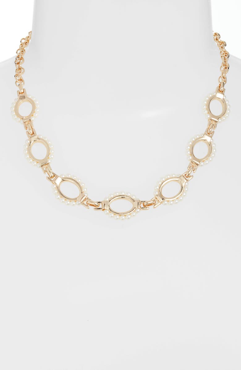 Rachel Parcell Imitation Pearl Link Collar Necklace, Alternate, color, 