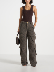 Manière De Voir Anne Textured Boucle Wide Leg Cargo Trousers