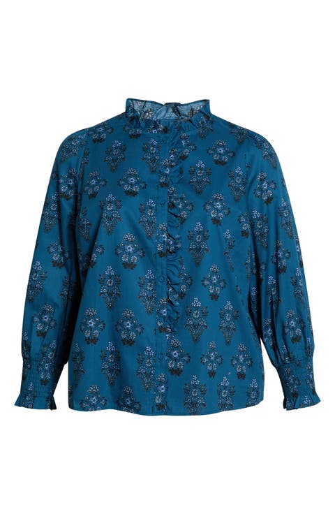 Minny Placed Floral Cotton Button-Up Shirt