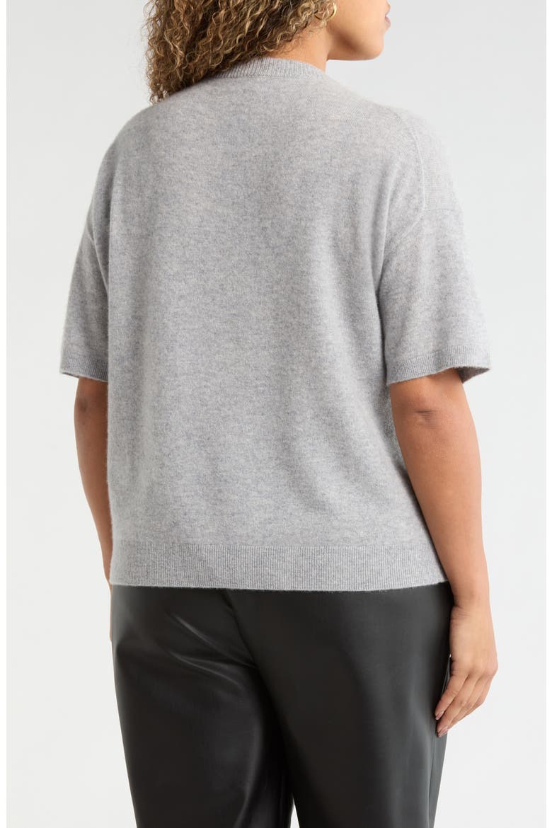 Short Sleeve Cashmere Sweater, Alternate, color, GREY SILK HEATHER