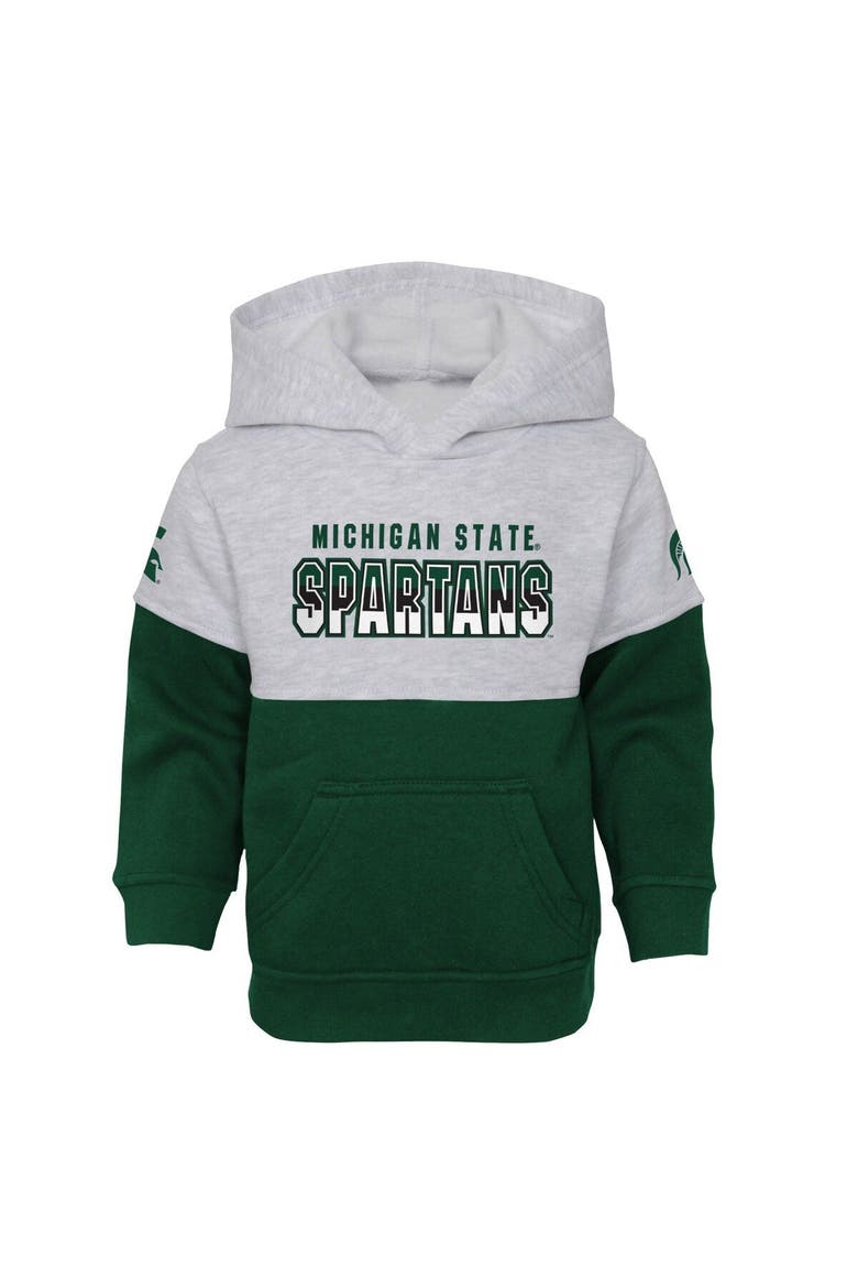Toddler Heather Gray/Green Michigan State Spartans Playmaker Pullover Hoodie & Pants Set, Alternate, color, Heather Gray