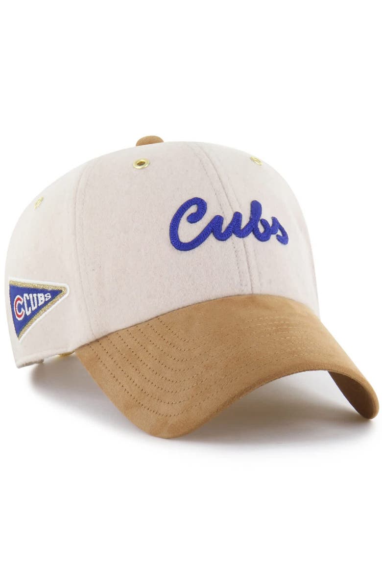 Men's '47 x Stoney Clover Lane  Natural/Tan Chicago Cubs Script Charm Clean Up Adjustable Hat, Main, color, Natural