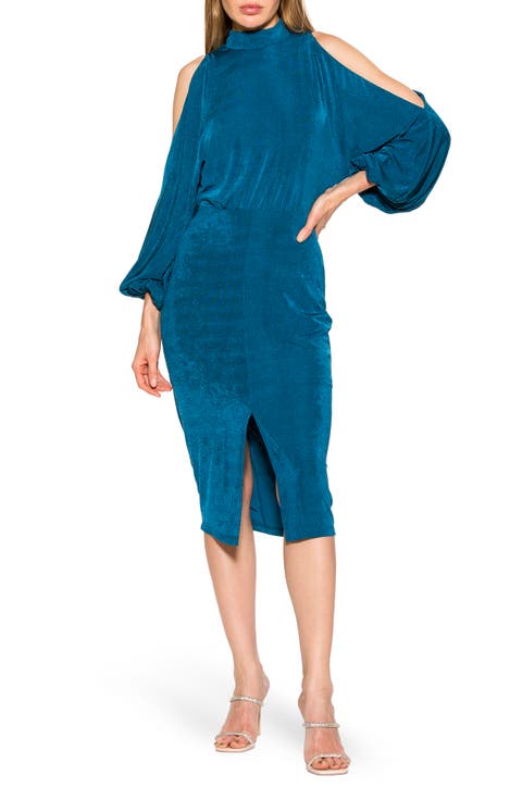 Sem Mock Neck Cold Shoulder Midi Dress