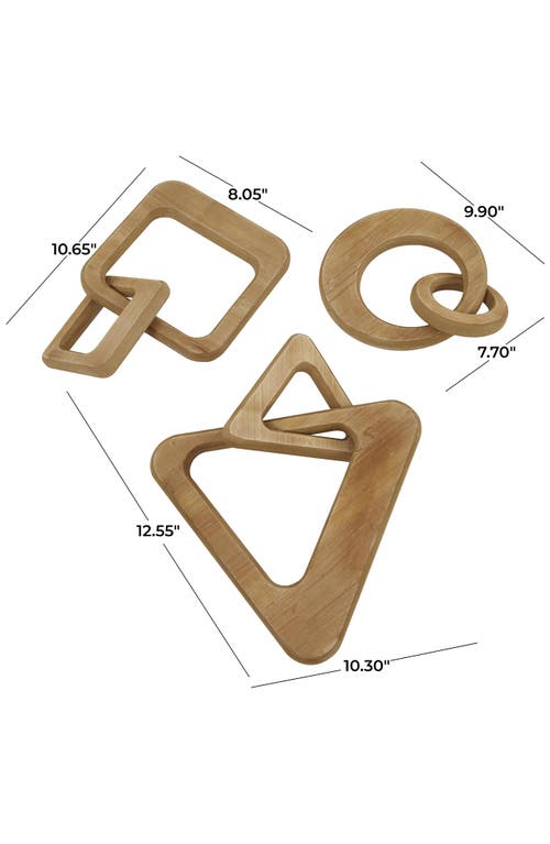 Uma Set Of 3 Geometric Chain Link Sculptures In Brown