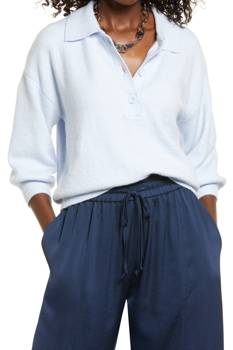 Women's Polo Sweater, Main, color, BLUE FEATHER