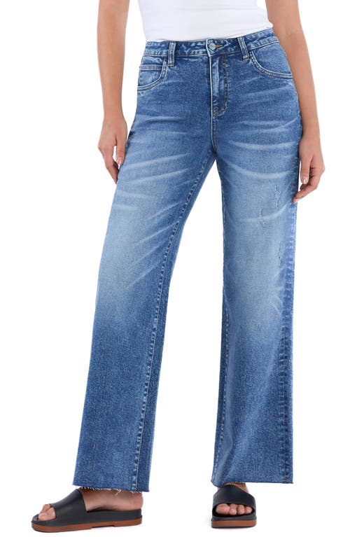 Hint Of Blu Nora Raw Hem Relaxed Wide Leg Jeans In Nora Blue