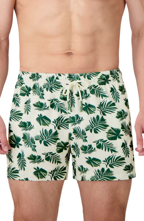 Leaf Print Swim Trunks