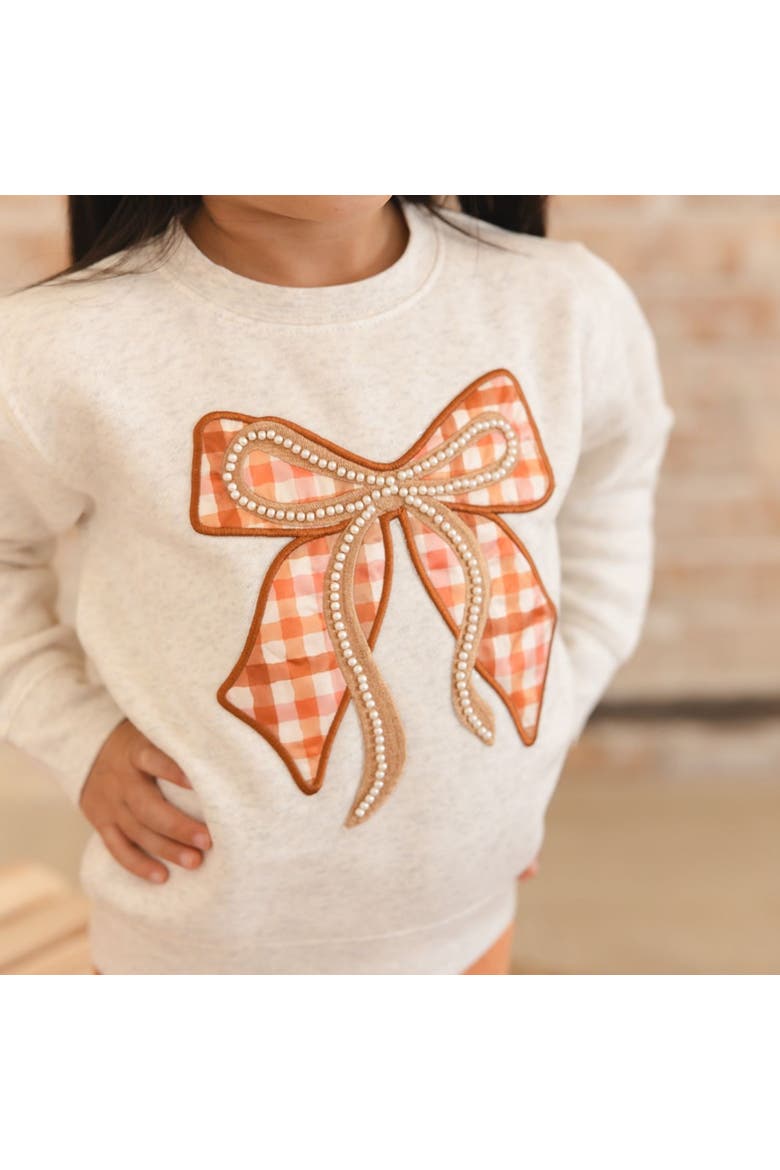 Cinnamon Plaid Bow Patch Sweatshirt, Alternate, color, Natural Heather