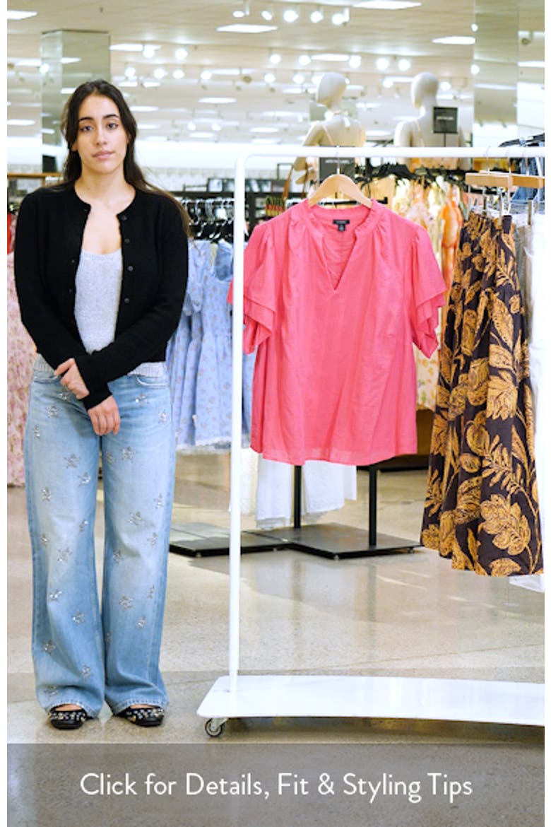 Ruffle Neck Flutter Sleeve Top video
