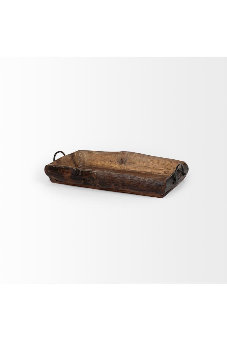 Durone Set of  2 Wooden Live Edge Serving Trays, Alternate, color, Brown