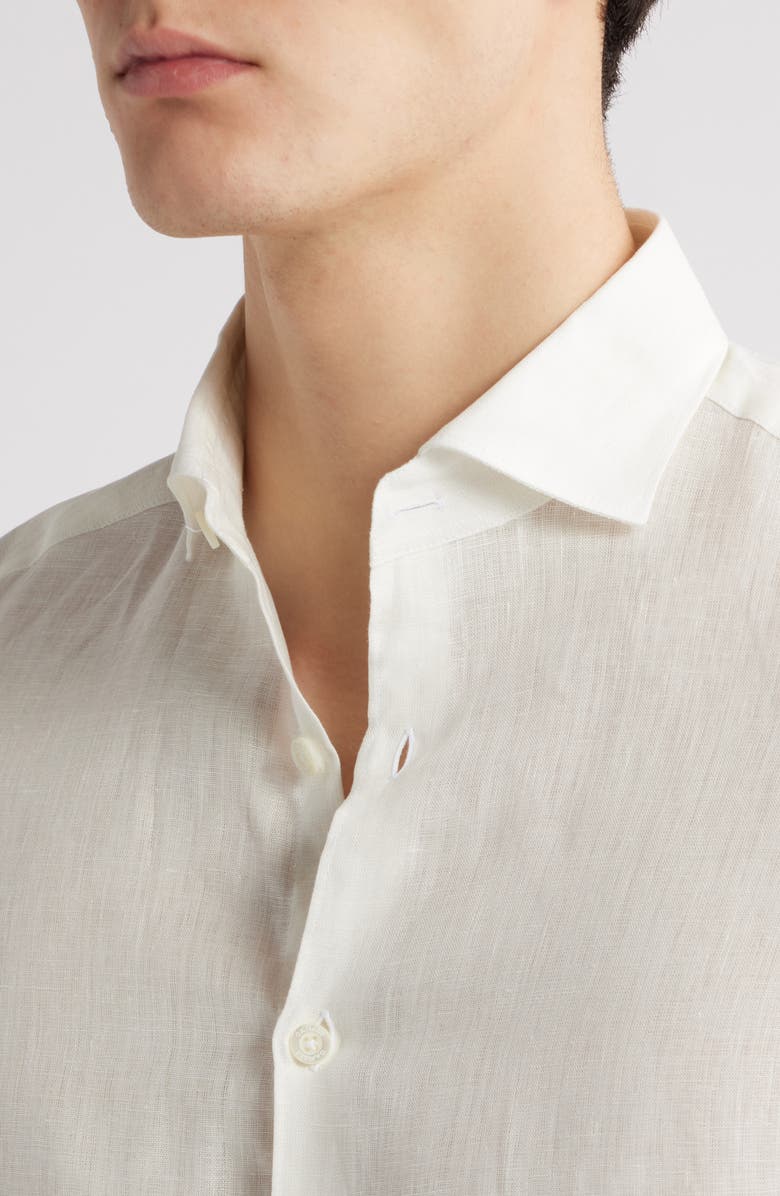 Canali Regular Fit Linen Dress Shirt, Alternate, color, 