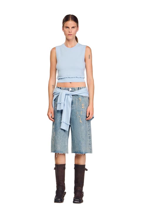 Ruffled cropped sweater