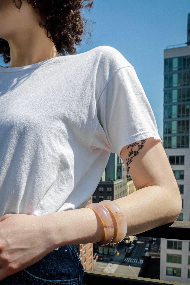 Playground Marble Jade Stone Bangle, Alternate, color, Sand