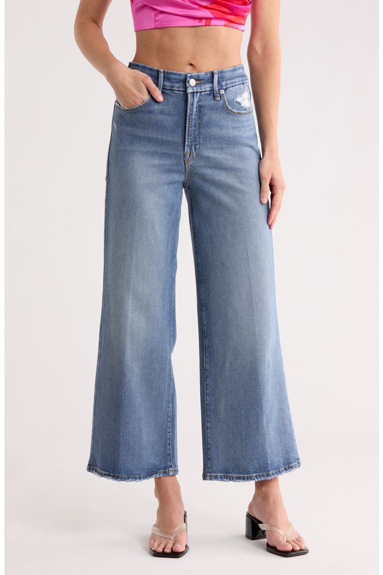 Soft Tech Good Waist High Waist Crop Palazzo Jeans, Main, color, INDIGO861