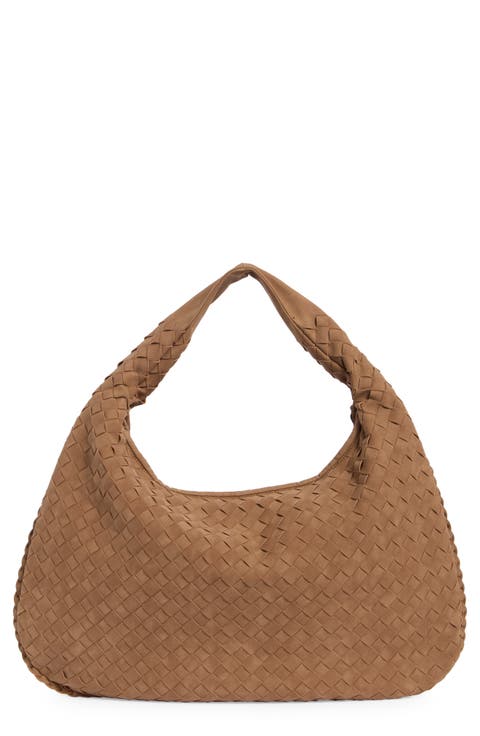 Woven Faux Suede Shoulder Bag