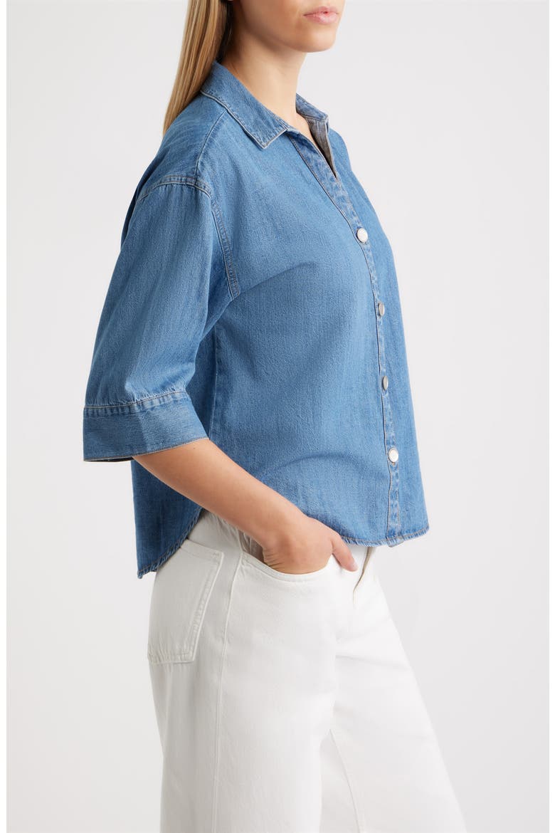 Kindell Cotton Denim Button-Up Shirt, Alternate, color, MEDIUM WASH