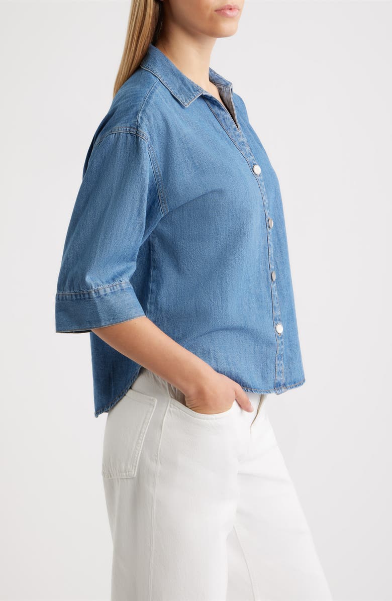 beachlunchlounge Kindell Cotton Denim Button-Up Shirt, Alternate, color, Medium Wash