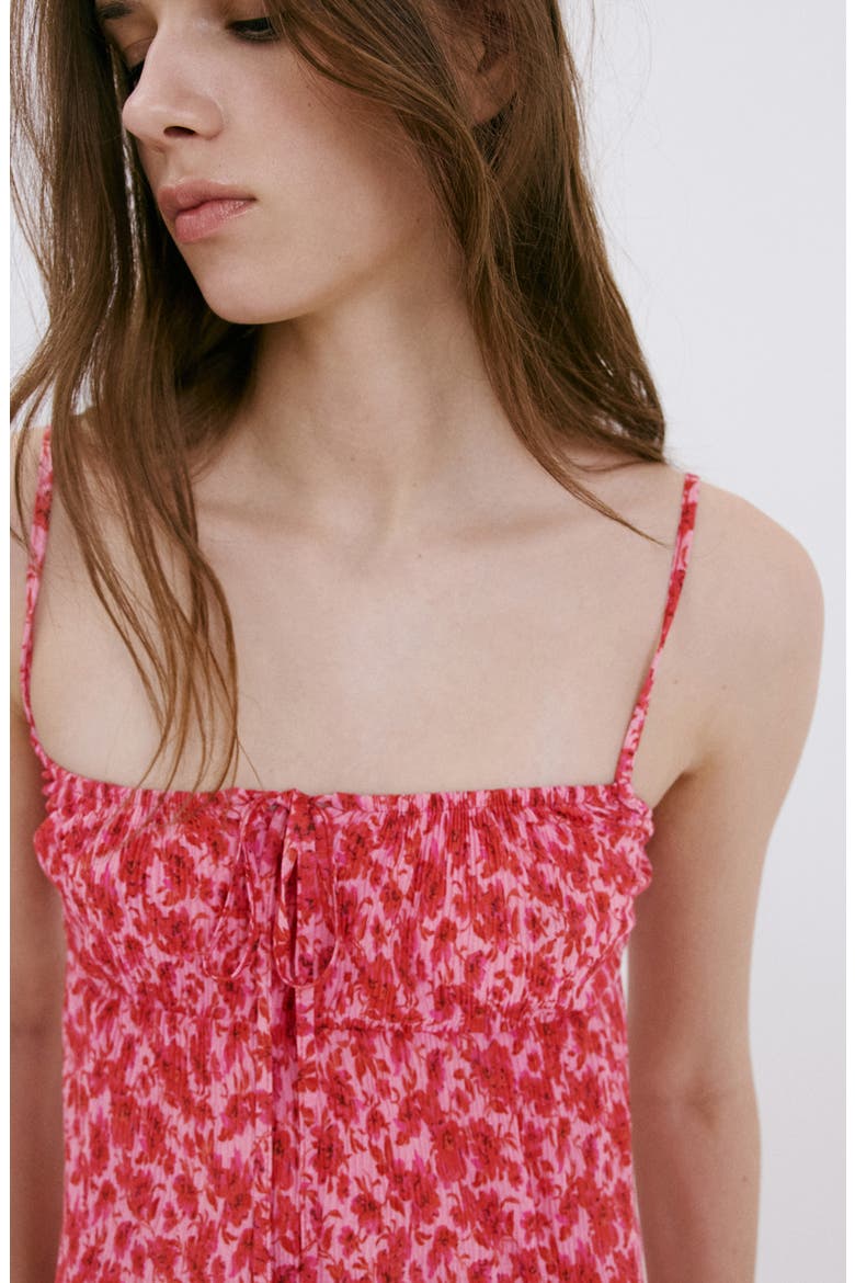 Floral Plissé Slipdress, Alternate, color, PINK